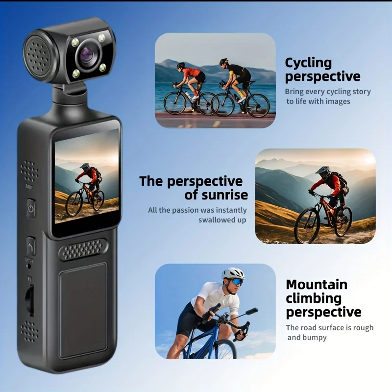 4K-Action-Kameras, Taschenkamera, 2K HD, tragbar, Nachtsicht, Sport, DV, digitales Video, Fitness-Enthusiasten-Recorder, 360° drehbar