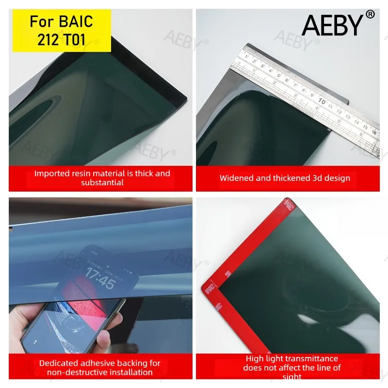 For BAIC 212 T01 Extra wide visor smoke protection,Widen rain and shine car window rain eyebrows,Noise reduction,Car accessories