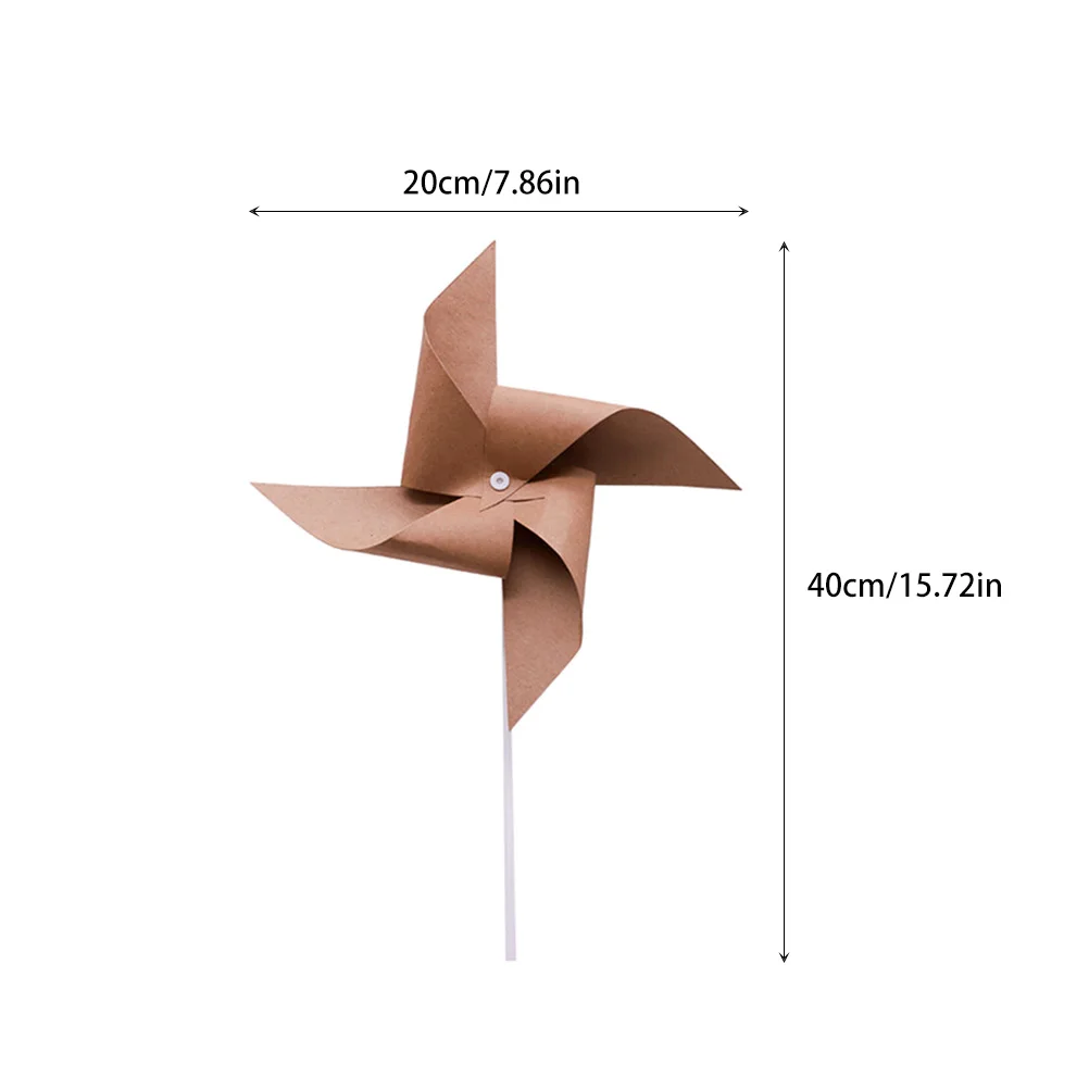 

3pcs Retro Windmill Decorations Light Brown Paper Toys Birthday Party Garden Kids Playthings Outdoor Props Pinwheels