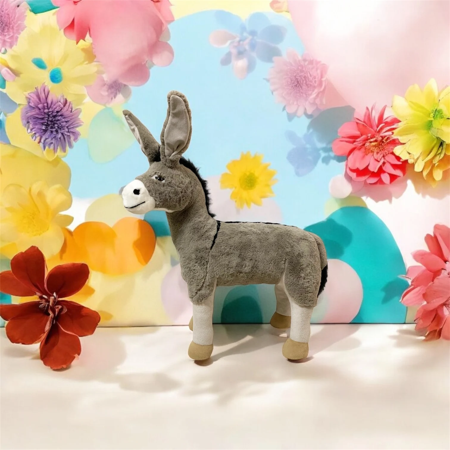 Lifelike Donkey Plush Toy Seat Realistic Stuffed Animal for Kids Soft Cuddly Donkey-shaped Seat Cushion