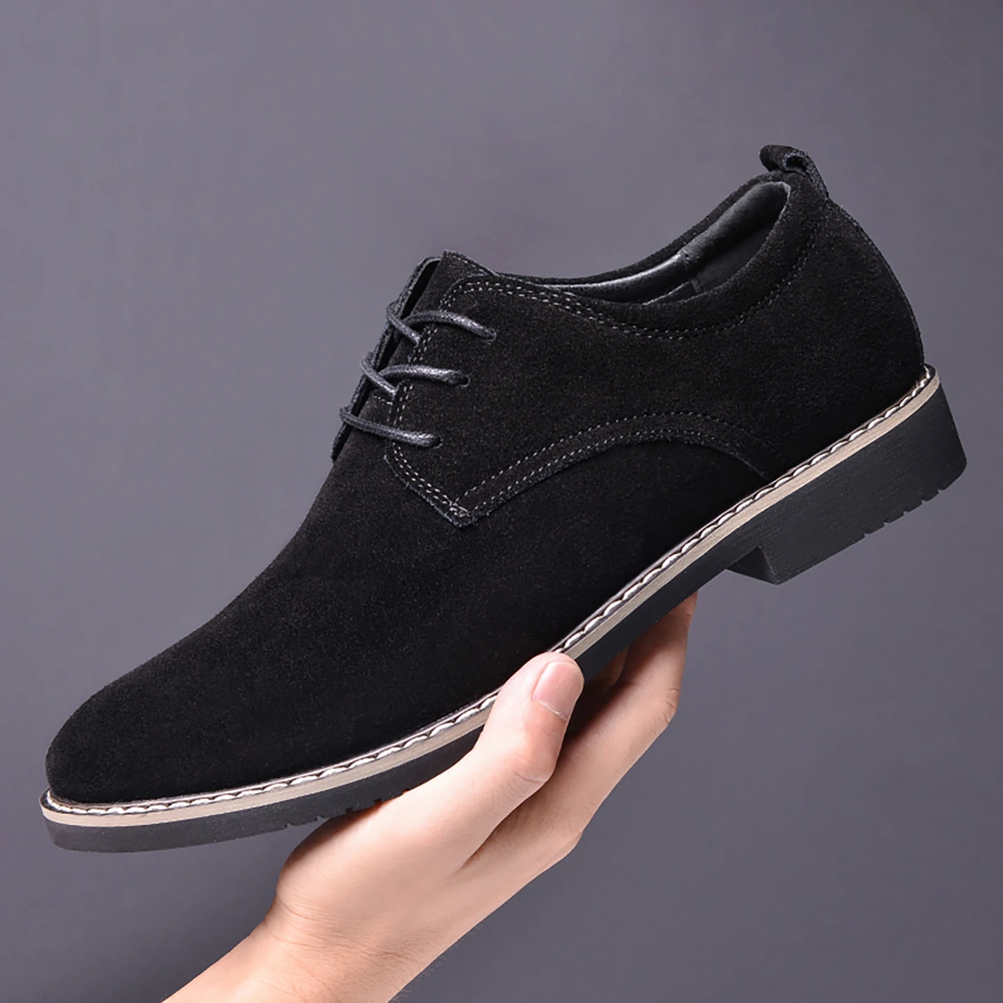 casual-leather-oes-men's-spring-2026-new-frosted-calfskin-oes-men's-sle-leisure-trendy-round-toe-rubber-outsole-breathable