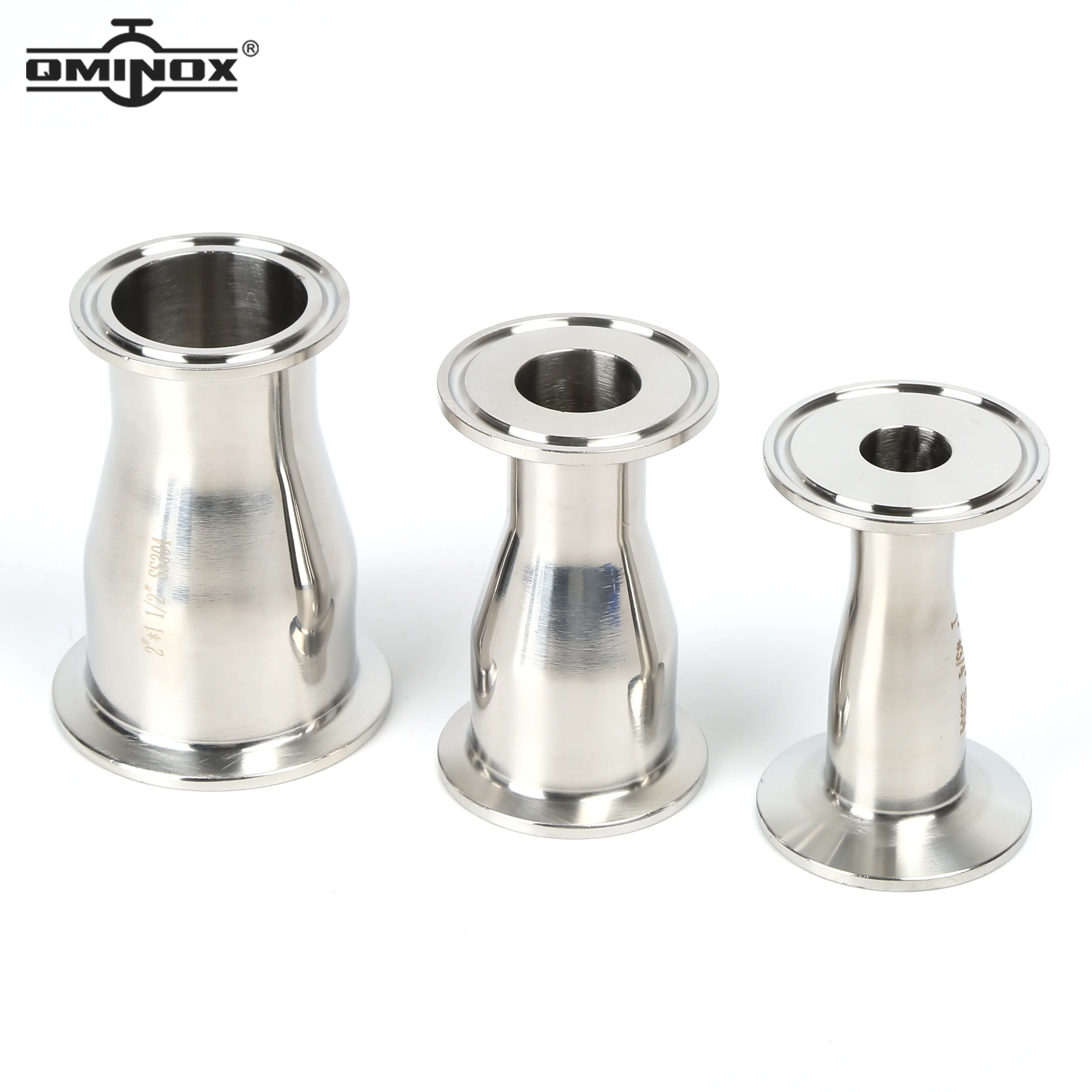 SS304 stainless steel sanitary horn cone concentric circle reducer with chuck type quick fitting size joint OD25MM-OD63MM