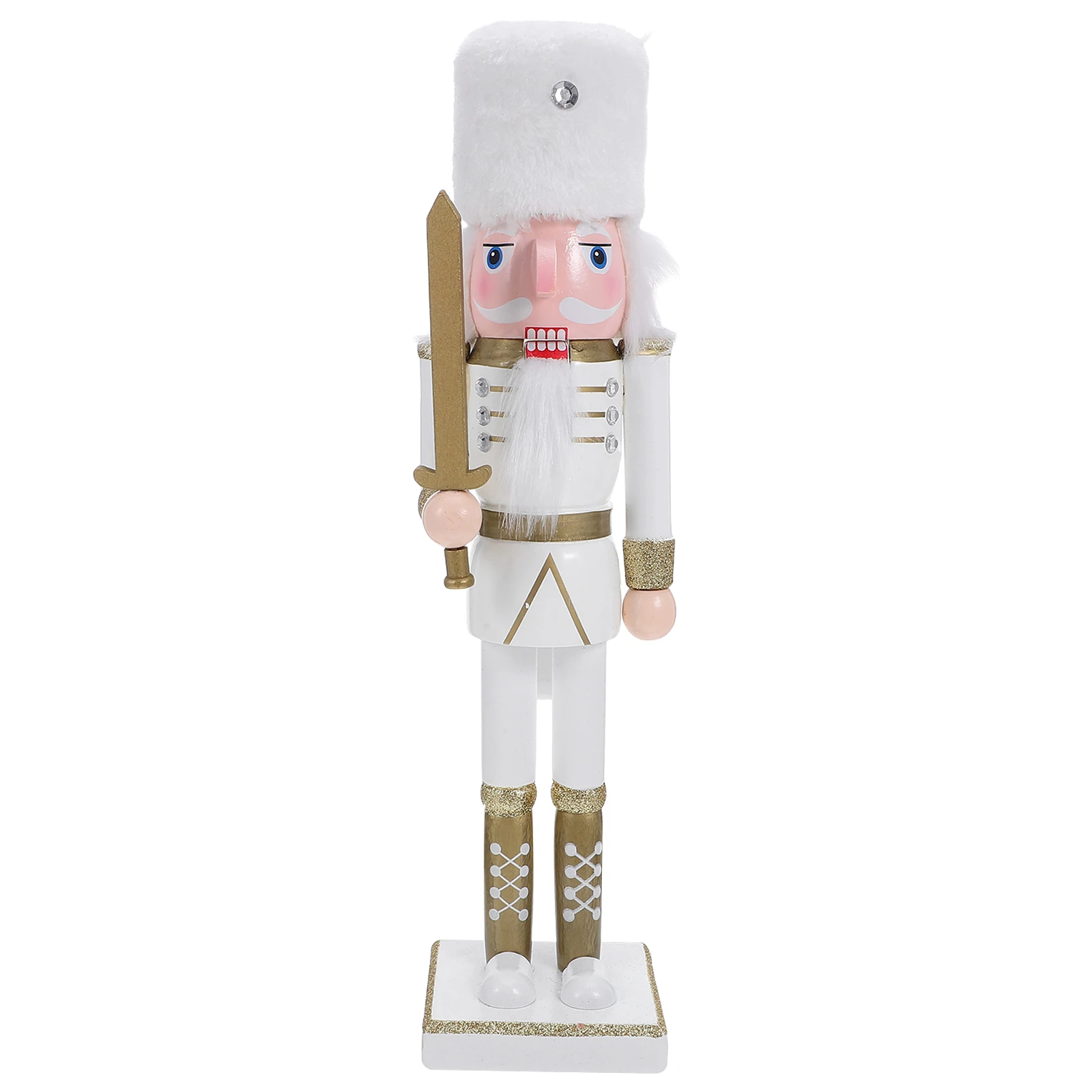 

38Cm Wooden Nutcracker Soldier Figure Christmas Decoration Festive Holiday Home Tabletop Ornament Stable Base Vibrant Colors