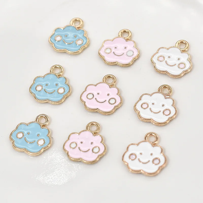 

50pcs Enamel Charms Cute Smile Clouds Charms Pendants For Jewelry Making Findings Supplies DIY Bracelets Earrings Accessories