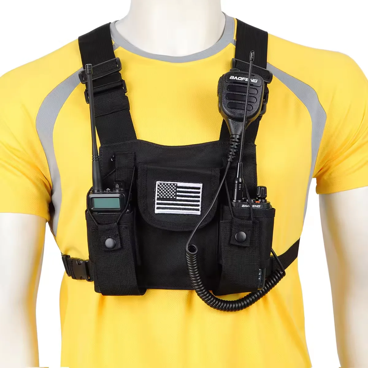 

ABBREE Walkie Talkie Chest Rig Bag Front Pack West Wist Pouch Кобура Тактический чехол Ham Radio для Wouxun Baofeng двустороннего радио