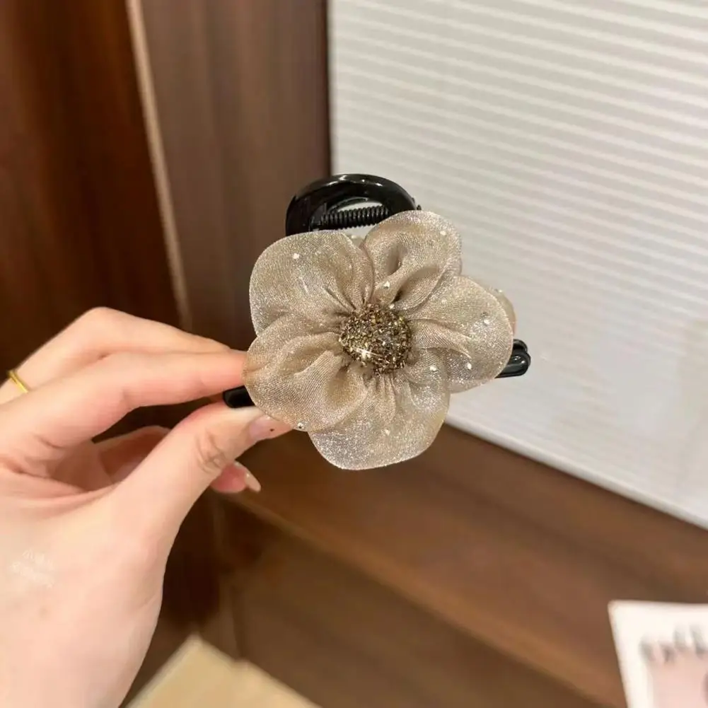 Elegant Hair Accessory Elegant Floral Hair Clip Set for Women Scalp-friendly Gauze High-end Mesh Half-up for Chignon for Hair