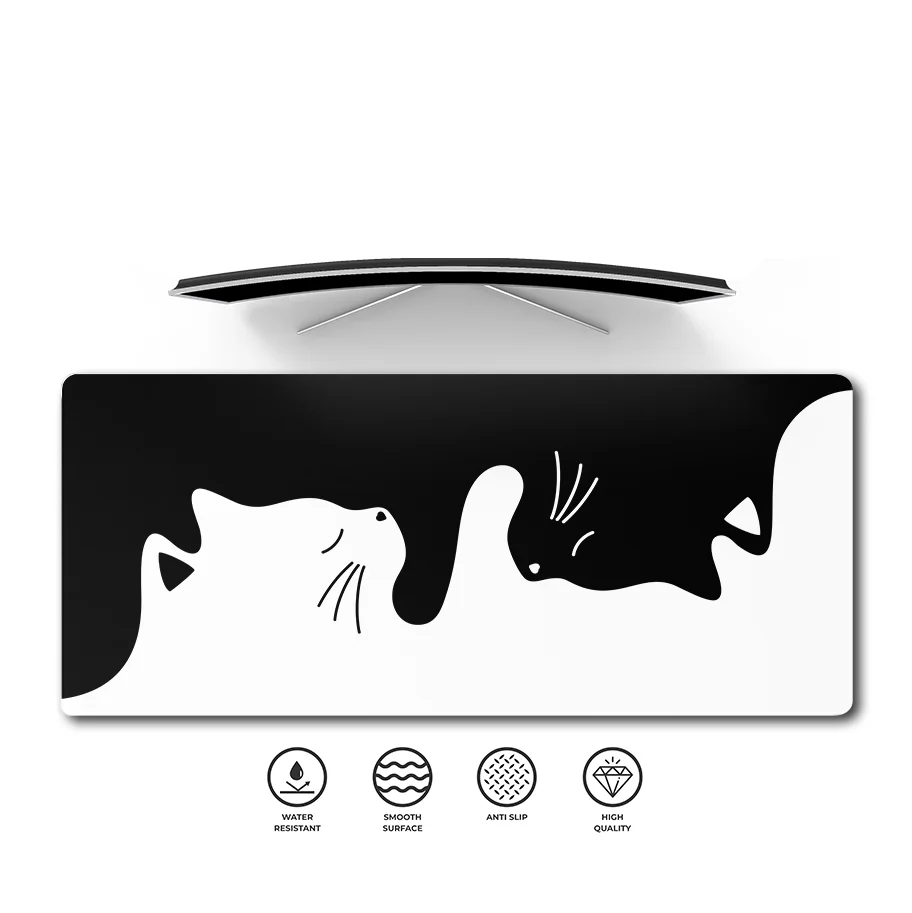 Yinyang Cat Mousepad Gamer Xxl Mouse Pad Gaming Accessories Desk Mat Office Mats Keyboard Large Mause Carpet 900x400 Computer