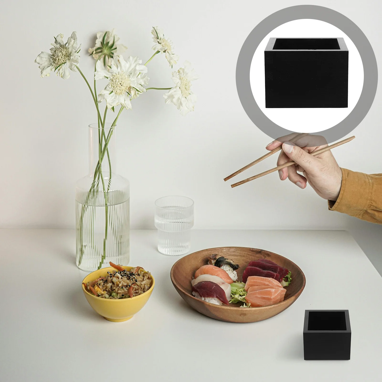 

2 Pcs Wood Sake Cup Holder Japanese Style Container Lid Teapot Storage Box Portable Drink Organizer Travel Essential