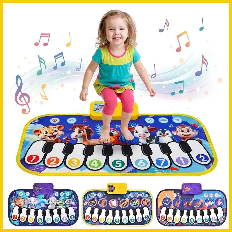 Electronic Music Play Mat Dancing Challenge Carpet LED Light Floor Game Pad Educational Sport Toys for Kids Girls Birthday Gift