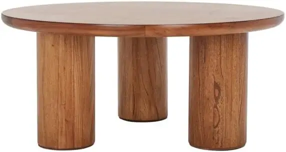 Home Collection Mork Modern Rustic Natural 3-Leg Round Wood Coffee Table