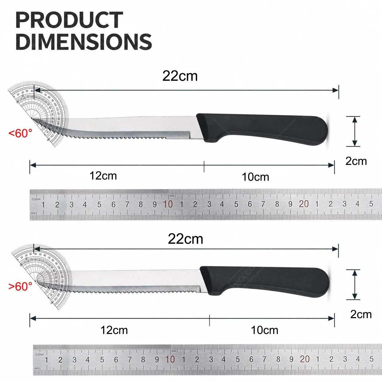 WXCOO Full Tang Stainless Steel Serrated Steak Knife Dinner Cutlery Set Plastic Handle Dishwasher Safe Sharp for Meat and Bread view 6