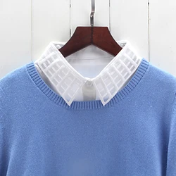 Chiffon Fake Collar for Women Sweater Neck Collars Korean Lace Shirt False Collar Elastic Adjustable Detachable Clothe Accessory