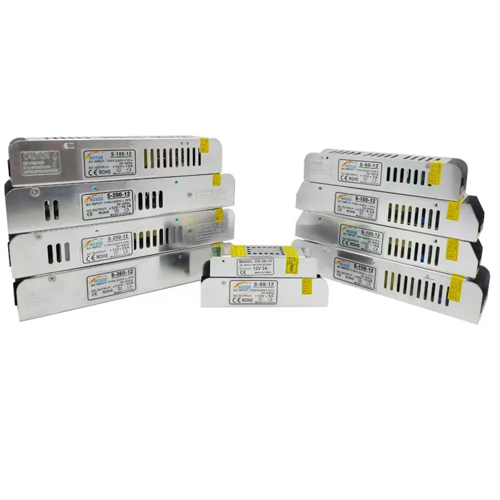

12 V Volt LED Power Supply 3A 5A 10A 15A 30A DC 12V LED Driver Adapter Lighting Transformers 36W 60W 120W 150W 180W 200W 240W