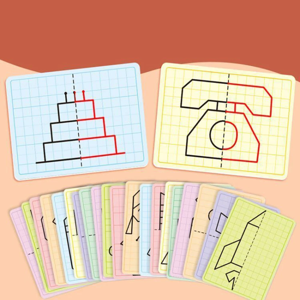 Feinmotorik Schreiben Puzzle Gitter Symmetrische Zeichnung Spielzeug für Kinder Wischen Stift Control Training Set Kinder Malerei Karten – Detail 1