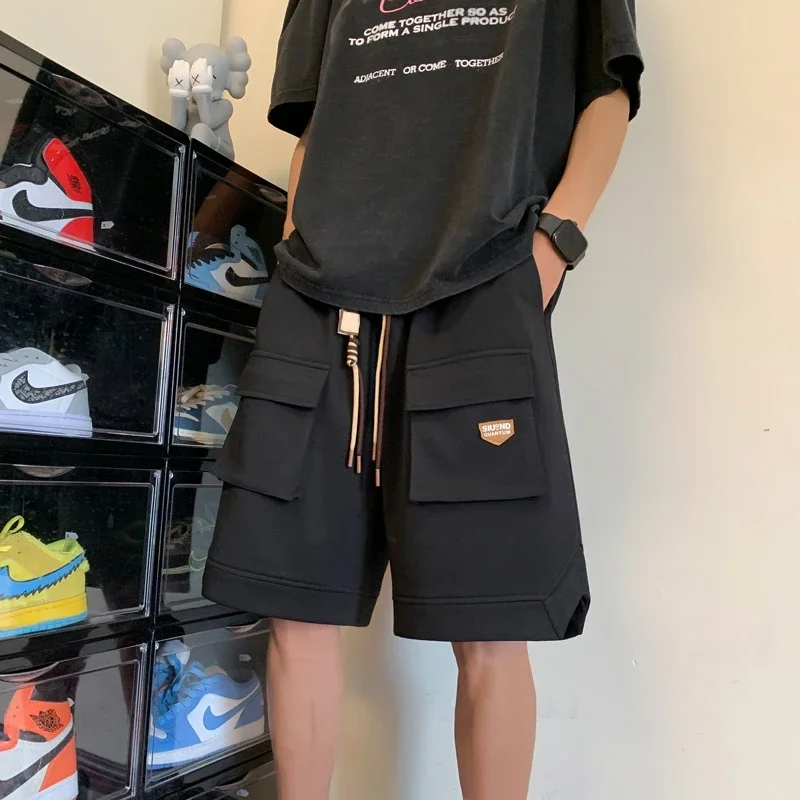 

Лето 2022, шорты-карго с несколькими карманами для мужчин, повседневные мешковатые классические короткие брюки в стиле ретро на шнурке Y2K, уличная одежда, бермуды Hombre