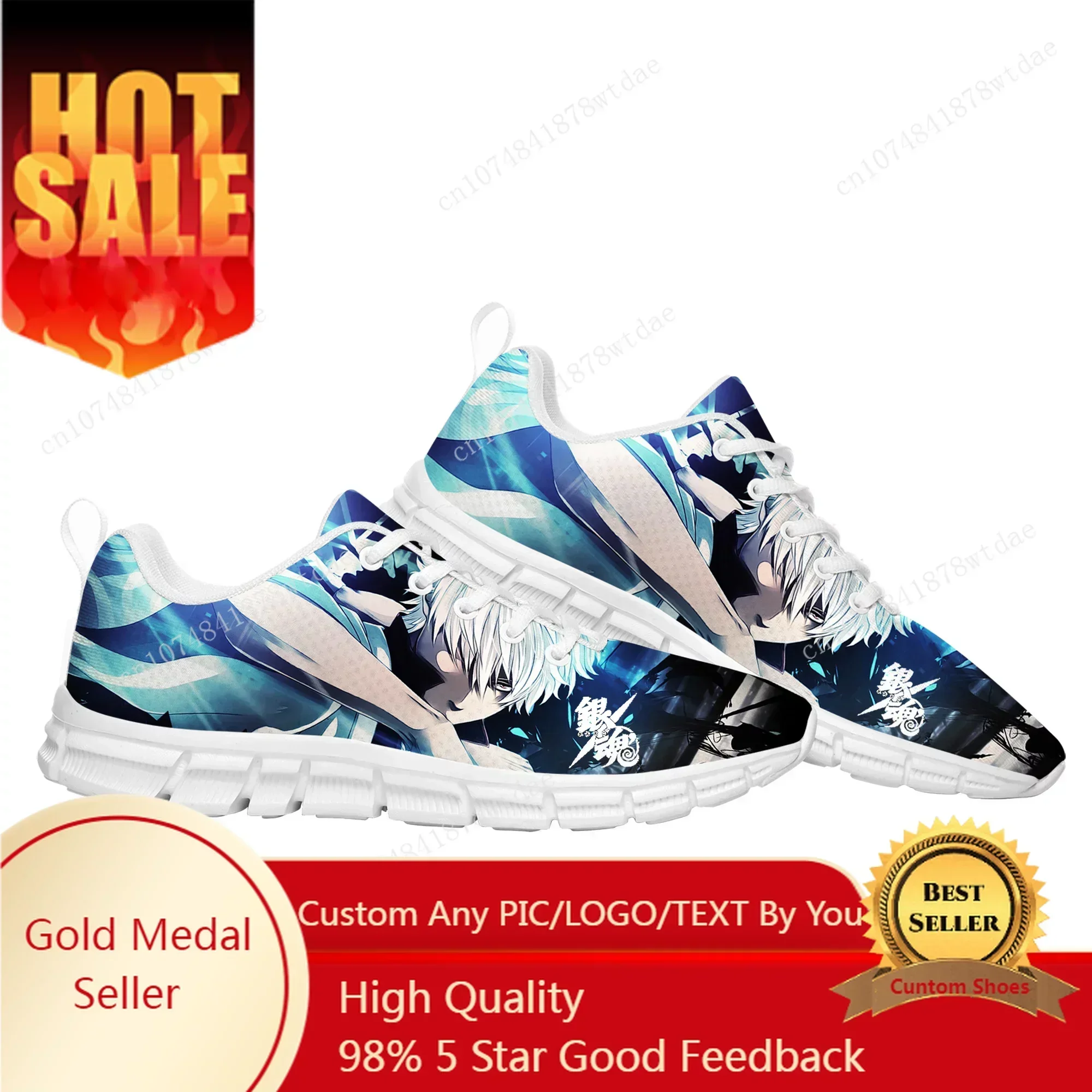 Gintama Sports Shoes Mens Womens Comfortable Sneakers Sakata Gintoki High Quality Manga Comics Sneaker Custom Shoe