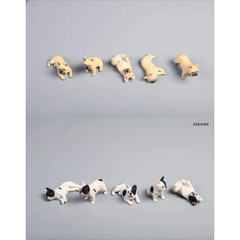 1set/5pcs Dog JXK 1/12 Scale Action Figure Mini French Bulldog Model Cute Healing Toys Small Animals Dogs Pet Ornament Model