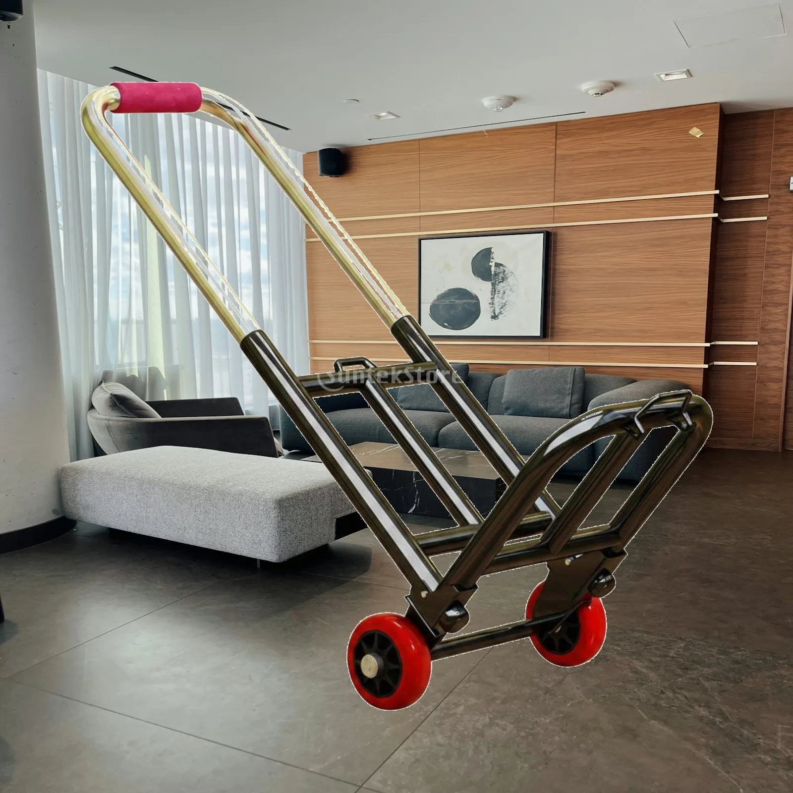 Portable Folding Utility Wagon Cart with Wheels Heavy Duty Hand Truck for Moving Boxes Luggage Groceries Household