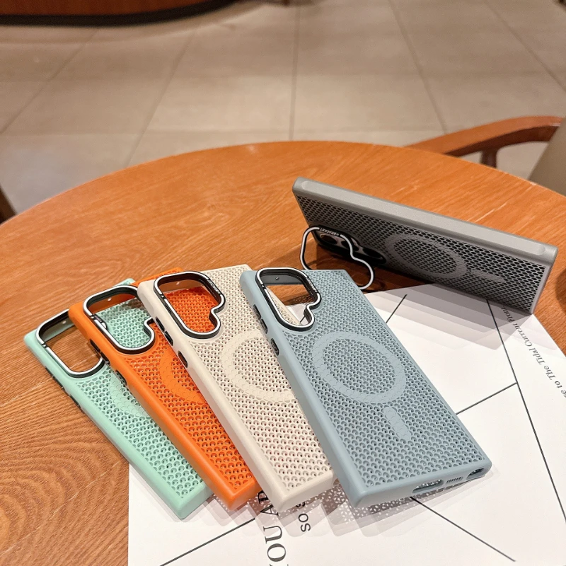 Magnetische Hülle mit Wärmeableitung und Linsenhalterung aus Legierung für Samsung Galaxy S26 S25 S24 S23 Plus Ultra, stoßfeste Handyhülle