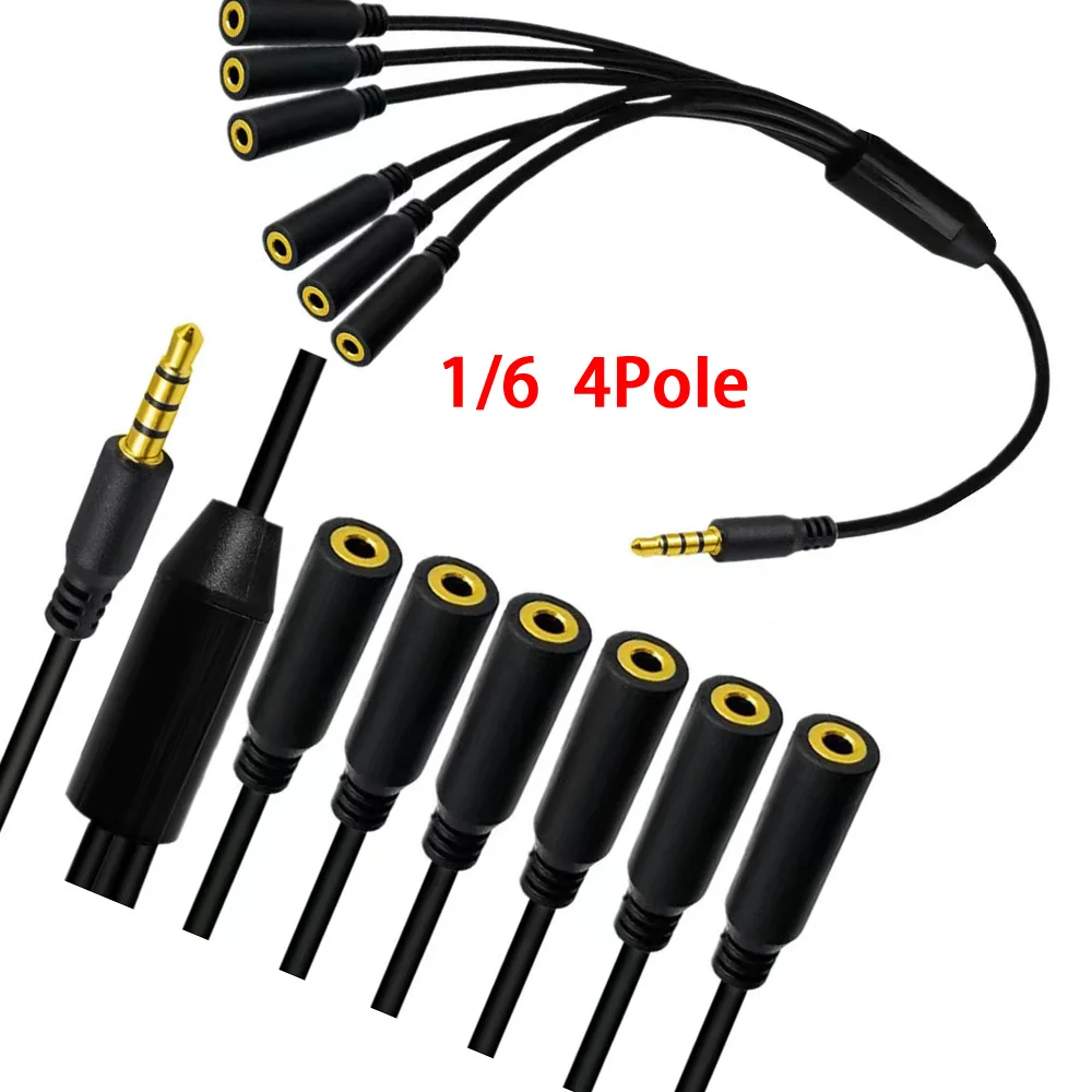 One to six DC cable 3.5mm multiple cell phone live splitter platform simultaneous synchronization microphone microphone connect