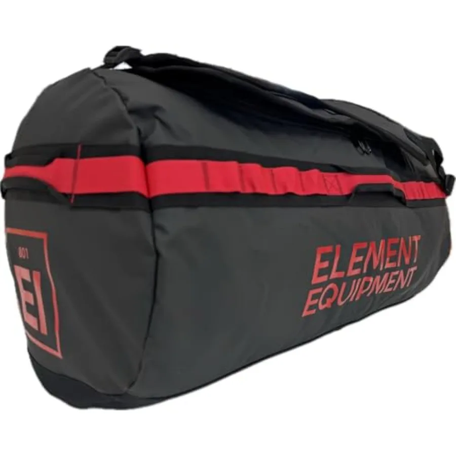Element Equipment Trailhead Duffel Bag with Shoulder Straps Waterproof Black/Red Medium for Outdoor Sports and Travel