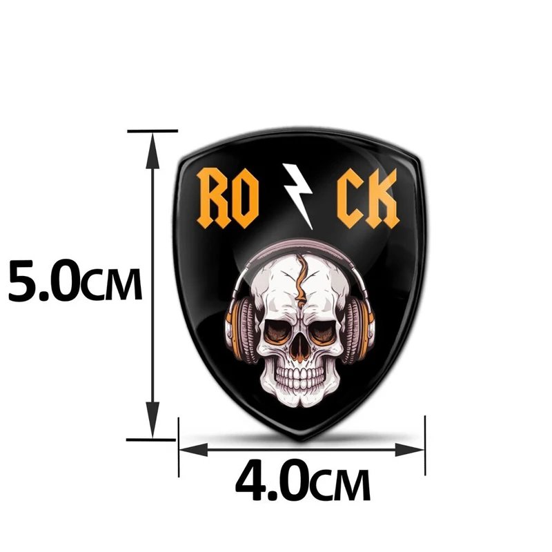 

3D Dome Sticker Rock Skull Resin Decal RO/CK Suitable for Motorcycle Helmets, Cars, Laptops, Phones, Customized Images