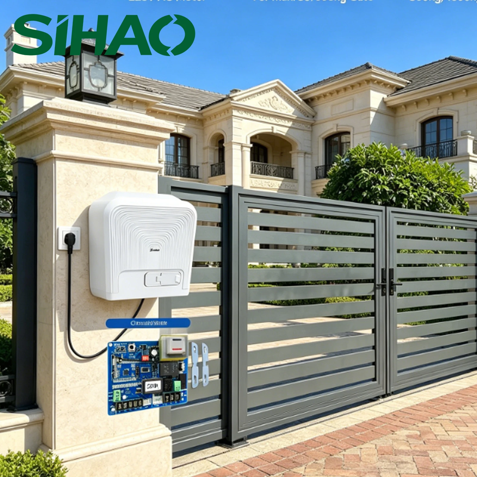 SIHAO Residential Driveway Security Gate System, Electric Sliding Gate Opener, 800kg/1600kg Load, APP & Remote Control, Complete Gear Rack Rail Kit with Manual Emergency Release