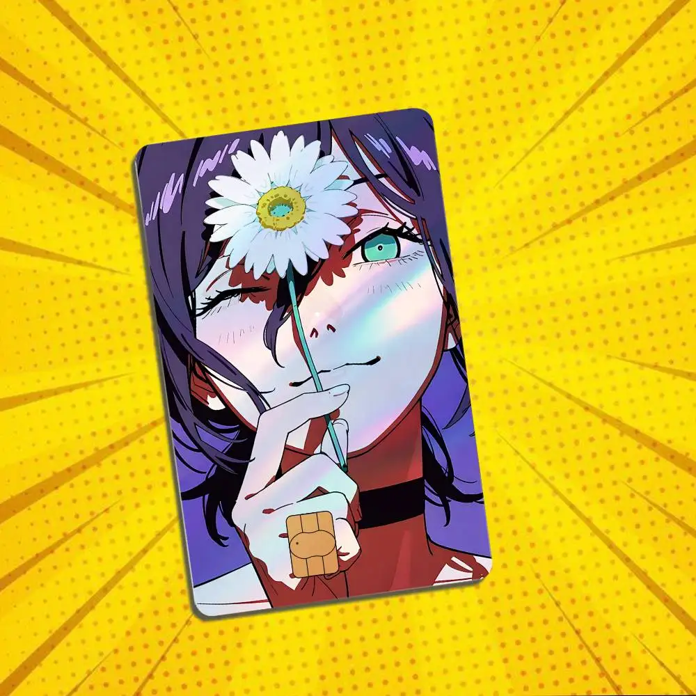 Mature woman Reze Makima Chainsaw Man  Laser shimmer Name Card Sticker Decorate Bank Card Couple Student Study Supplies