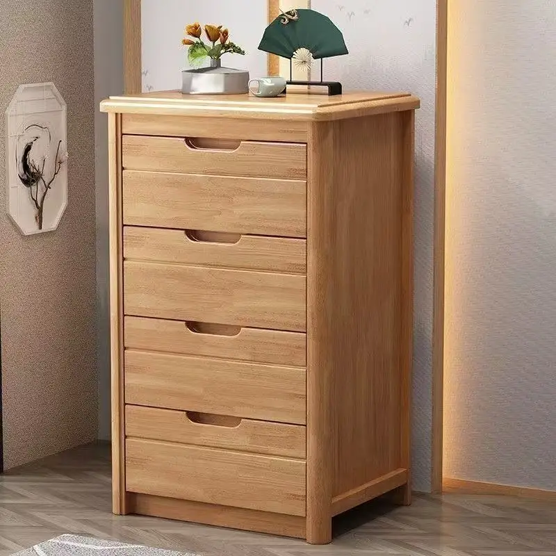 Installation-free all-solid wood bedside tables, four chest cabinets, modern simple Chinese storage, household bedside