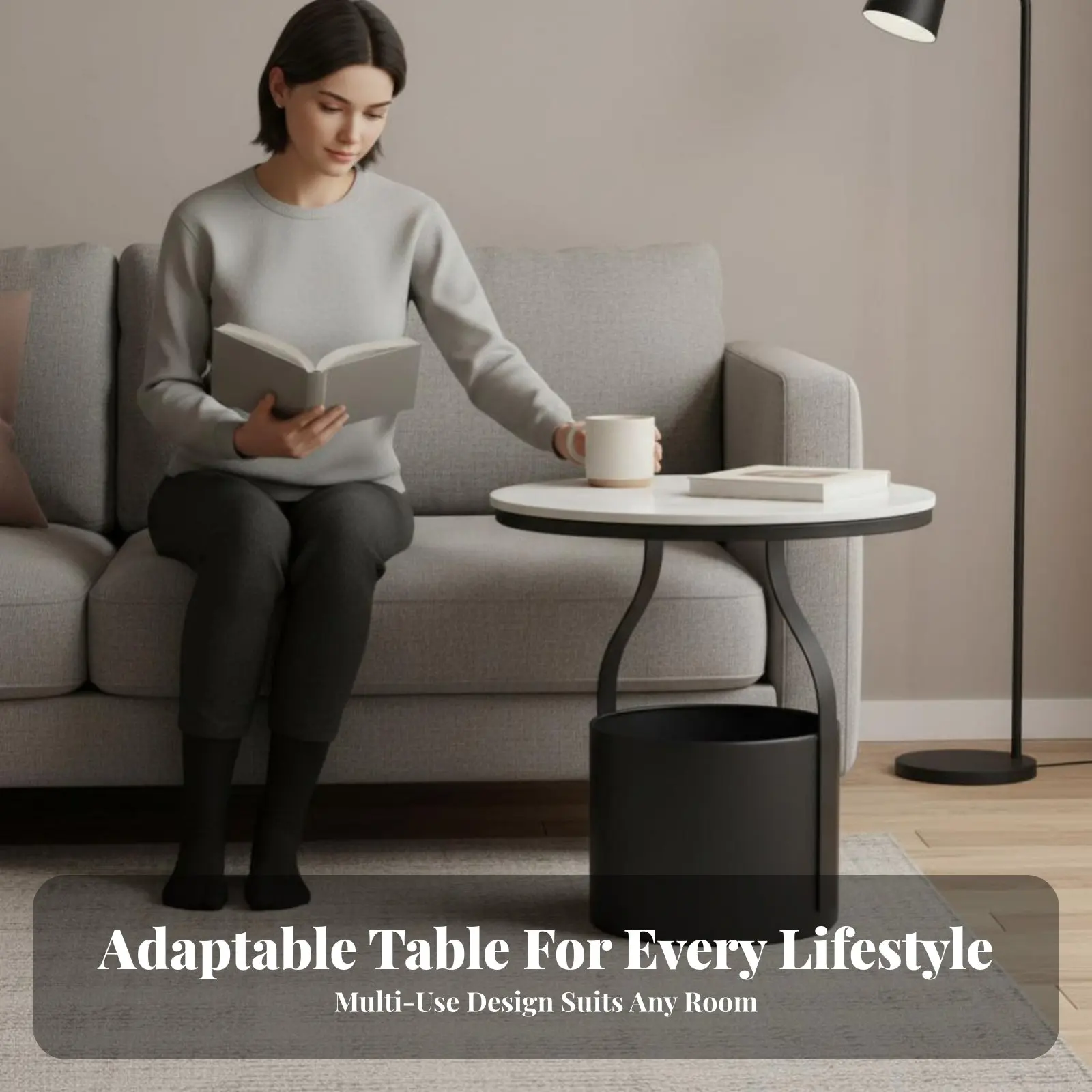 2段長方形サイドテーブルモダンなデザイン家庭用家具簡単組み立て傷つきにくい大人、学生、寝室用