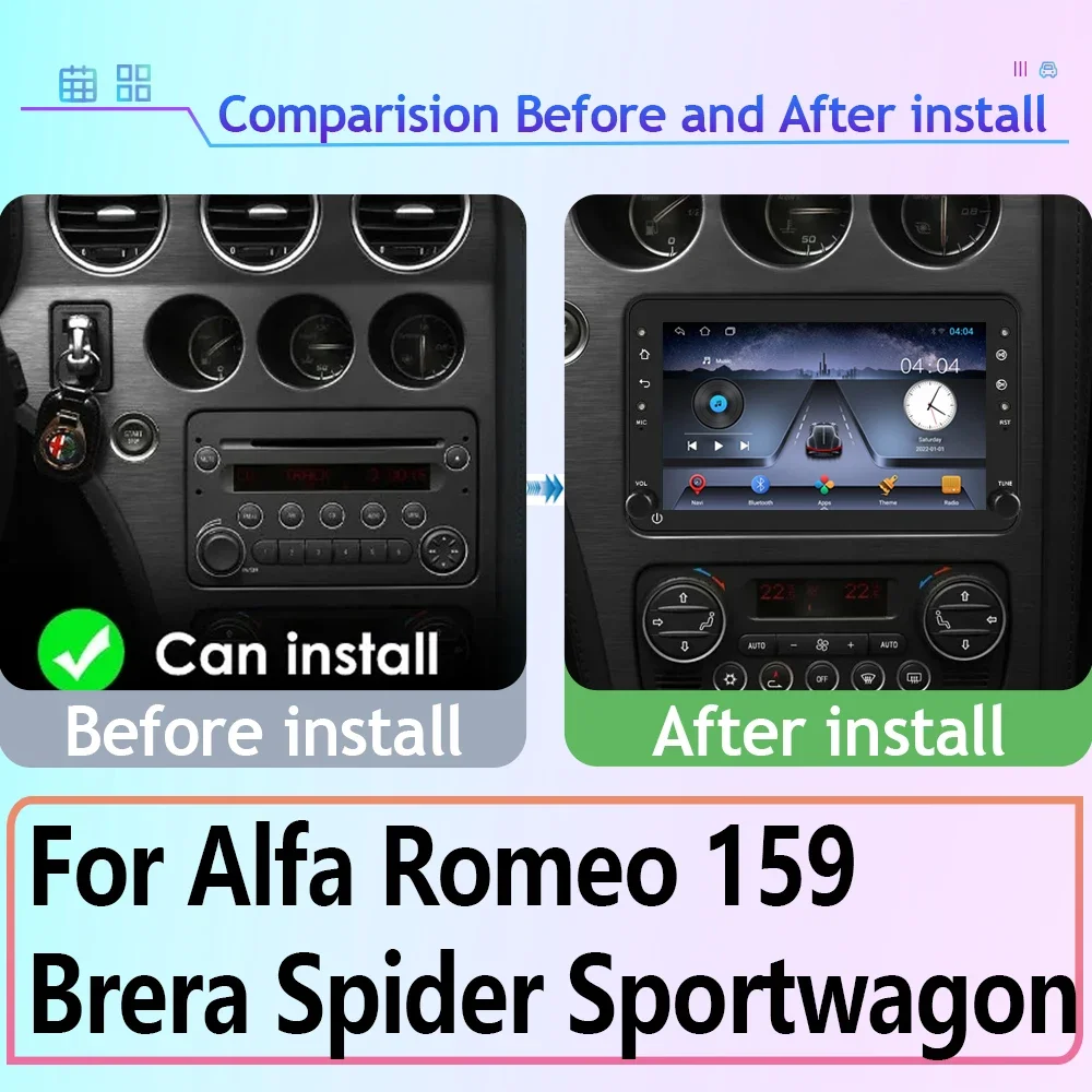 Android Auto Radio For Alfa Romeo 159 Brera Spider Sportwagon Carplay Car Multimedia RDS GPS 2din DVD Autoradio AI Voice 4G 8667