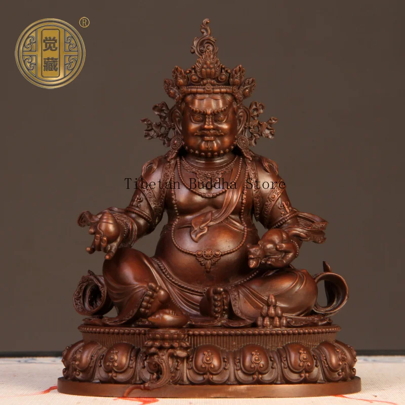 copper and yellow Buddha statue ornament of the God of Wealth, bronze statues of the five gods of wealth Bodhisattvas are decor