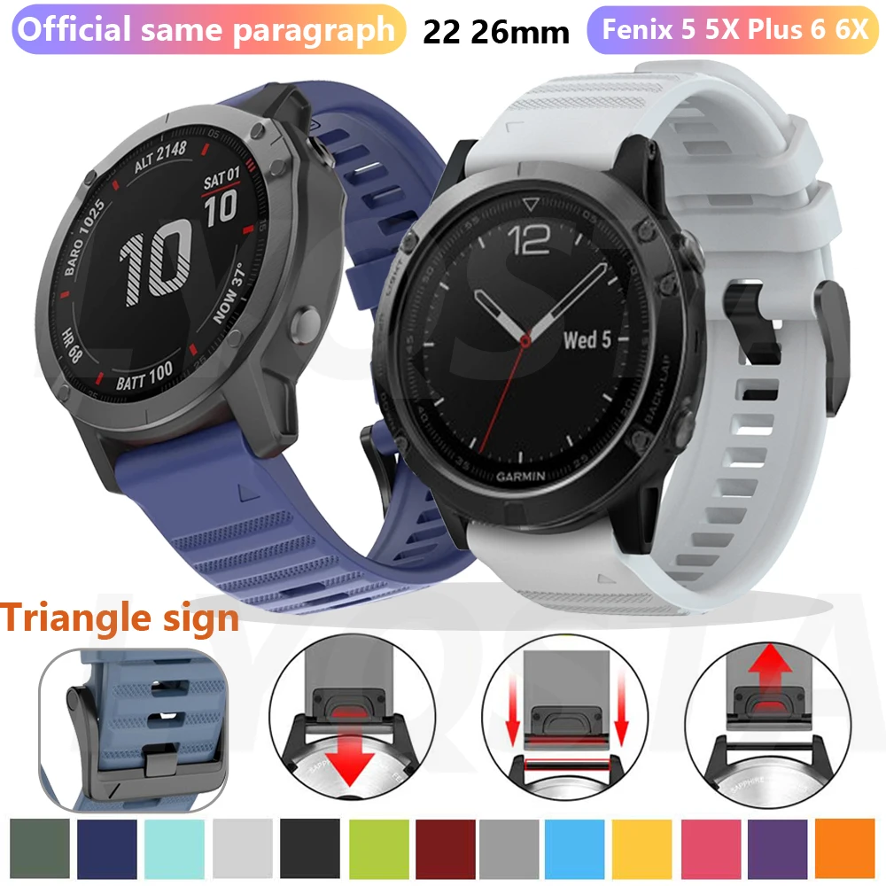 

22mm 26mm Silicone Strap For Garmin Fenix 6 6X 5X 5 Plus 3 3 HR Quick Release Watchband Forerunner 945 935 Enduro S62 Wristband