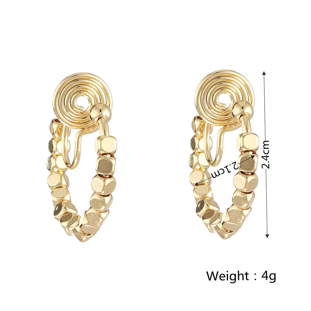 WENHQ Top Quality Geometric C Shape Clip on Hoop Earrings Women\'s Luxury Fashion Cuff Mosquito Coil Needn\'t Ear Hole Ear Clip