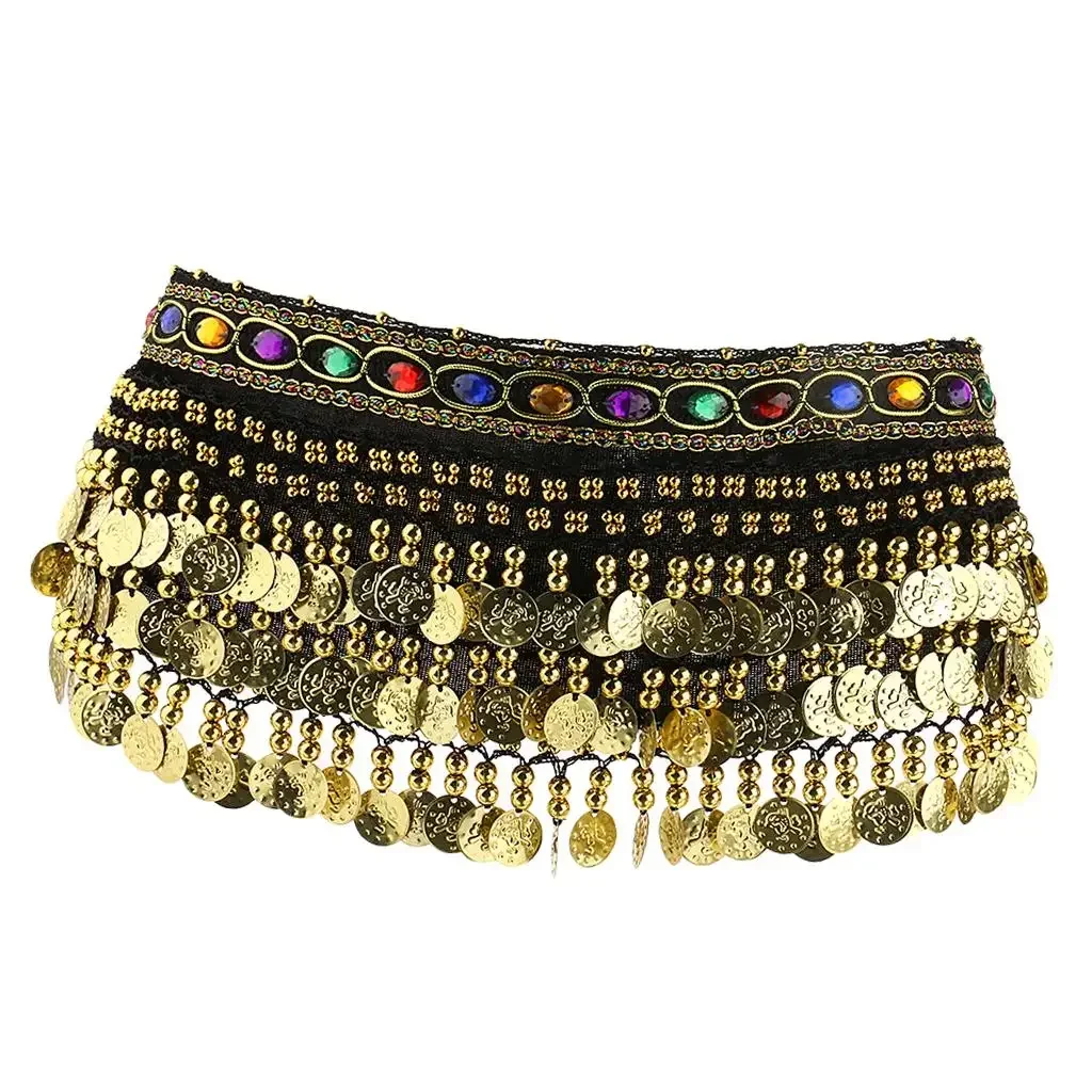 Women's Belly Dance For Thailand/India/Arab Dancer Skirt Waist Belt Coins Tassel Hip Scarf Costume Accessories Adult Dance Wear