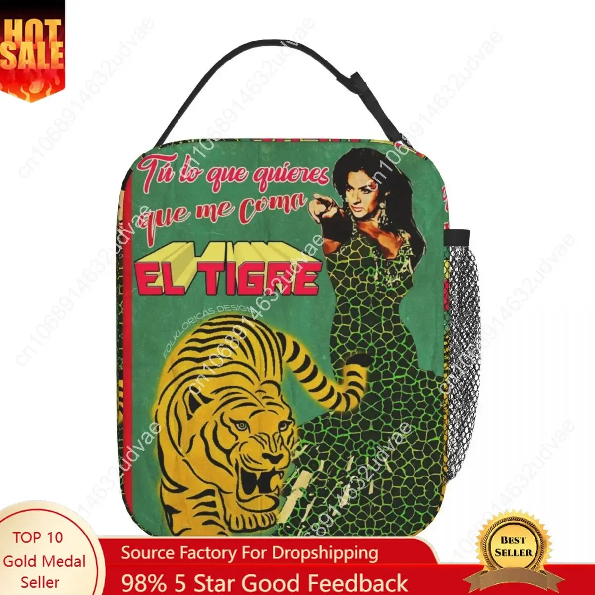 Lola Flores Let The Tiger Eat Me Merch Insulated Lunch Tote Bag For Office Food Storage Bag Portable Thermal Cooler Lunch Boxes