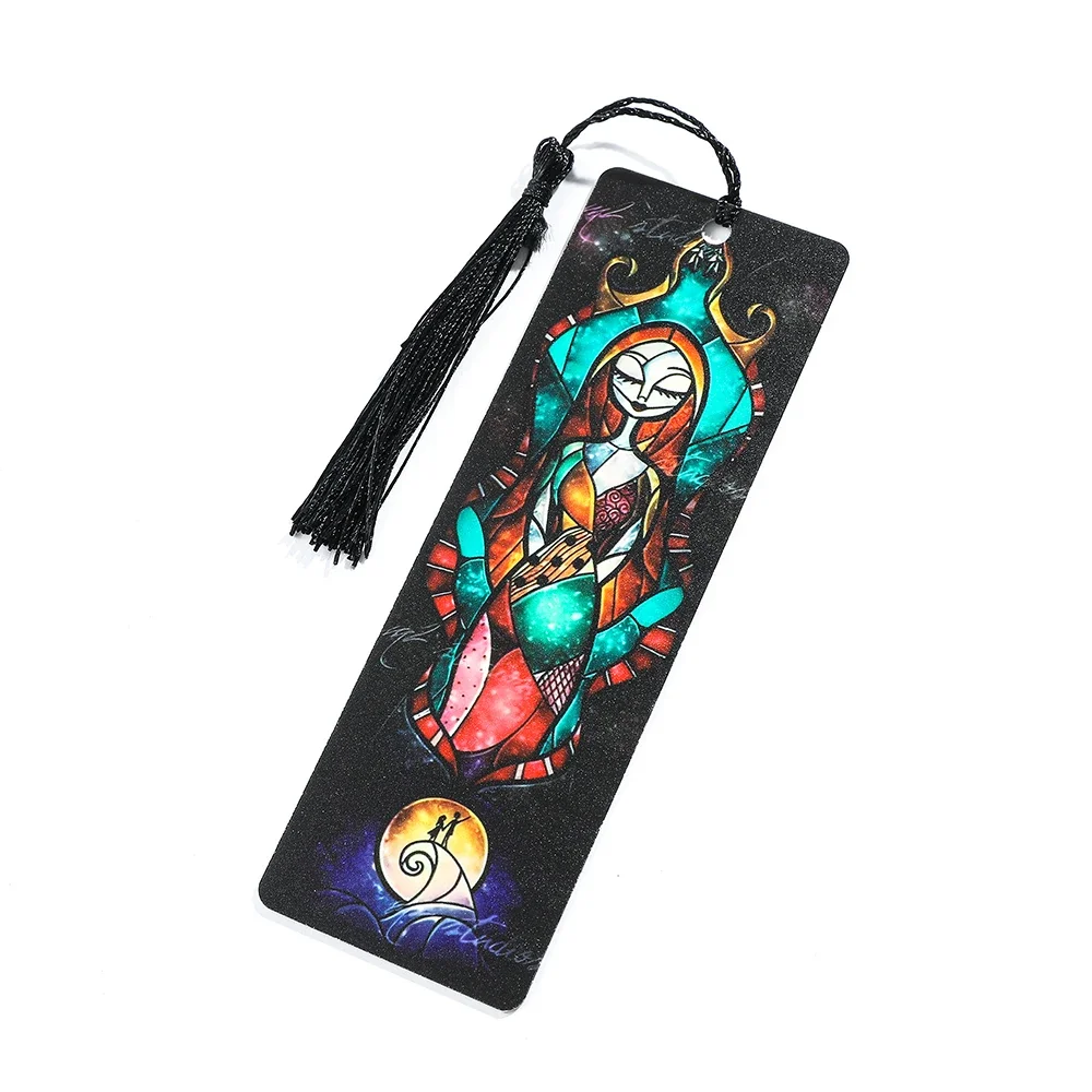 The Nightmare Before Christmas Jack and Sally Acrylic Bookmark with Tassel Spooky Movie Figure Halloween Card Book Marks Gifts