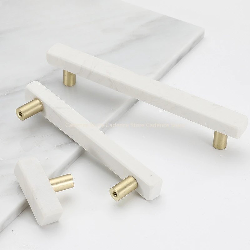 

Мраморная ручка шкафа из алюминиевого сплава, ручки для шкафа из натурального камня, мебель для пасторализма, выдвижной стержень, ящик T-бар, белый