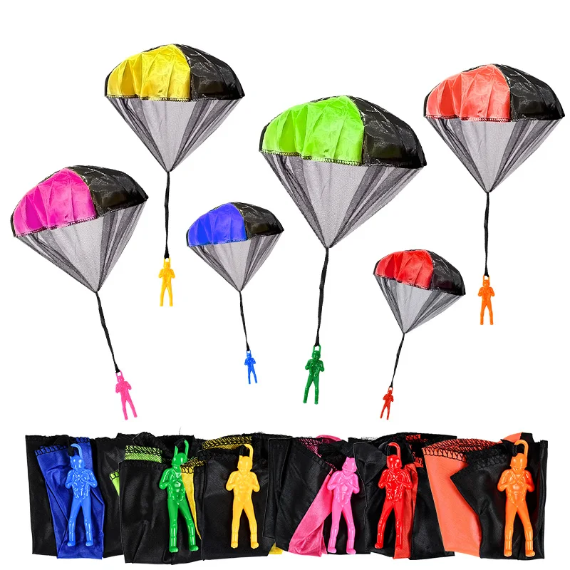 6pcs Hand Throwing Parachute Kids Outdoor Funny Toys Fly Parachute Sport Educational Games With Mini Soldier Toy Kids Boys Gift