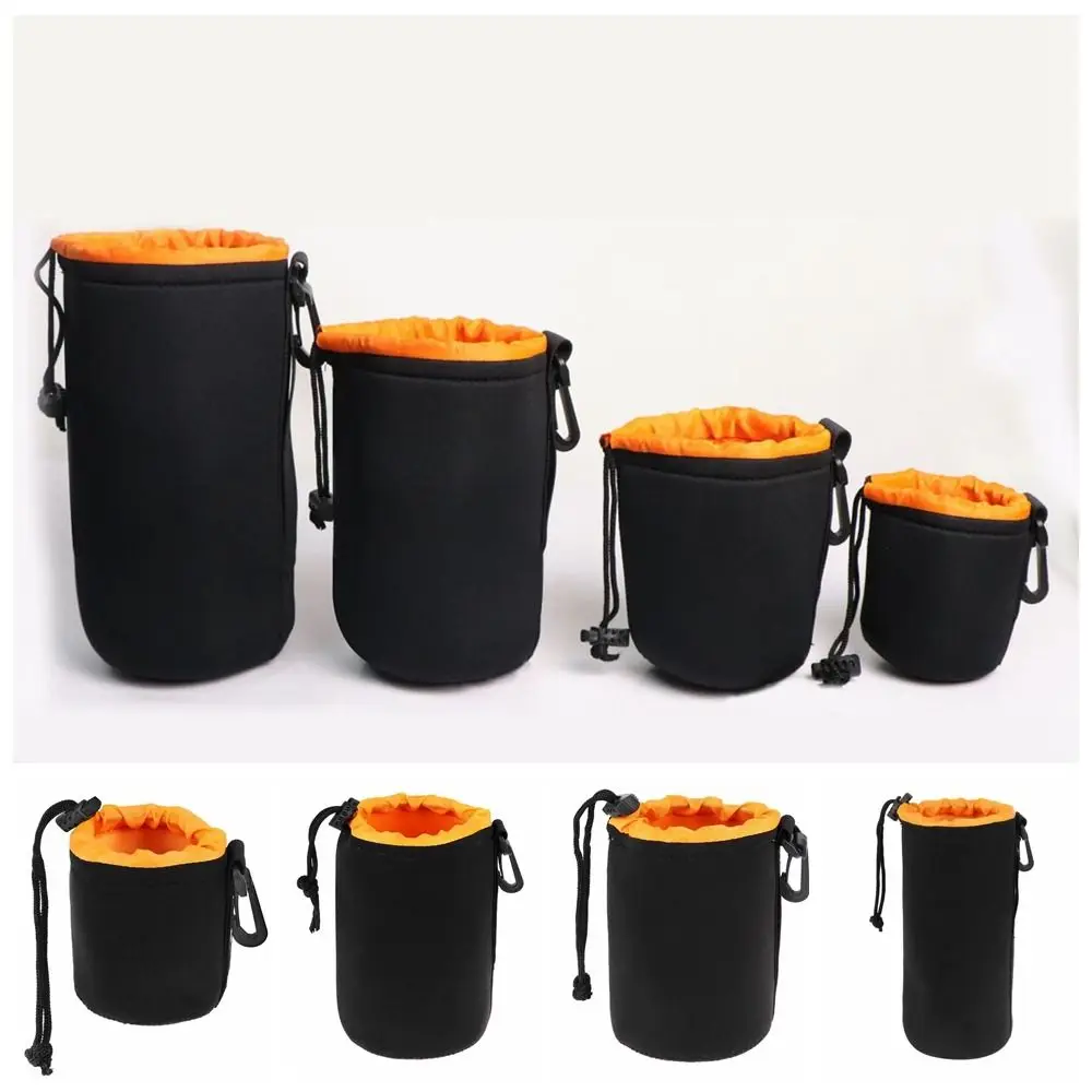 Soft Neoprene Camera Lens Pouch Bag S/M/L/XL Orange Neoprene Lens Bag Plush Storage Waterproof Lens Bag Pentax