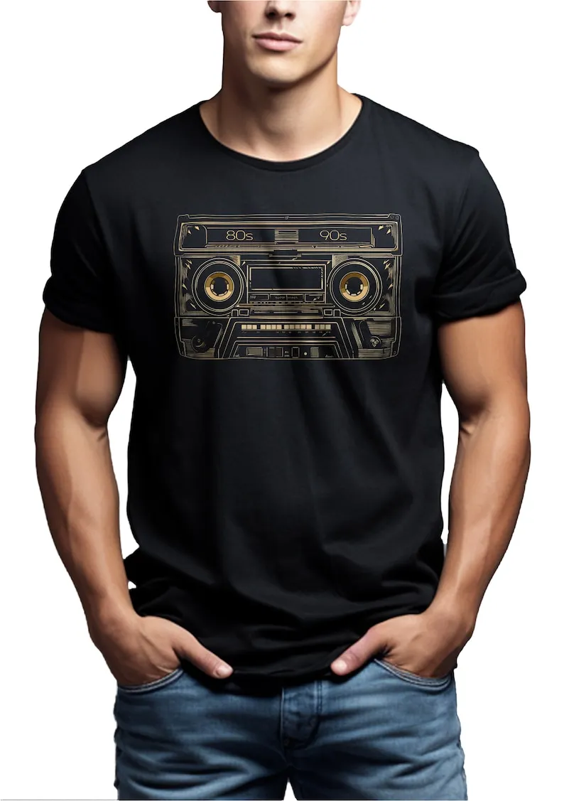 Men\'s T-Shirt 80s 90s Hip Hop Mixtape Vintage Moitv Tape Cassette Oldschool Music Gifts for Men Musicians Cotton Tee Funny Tops