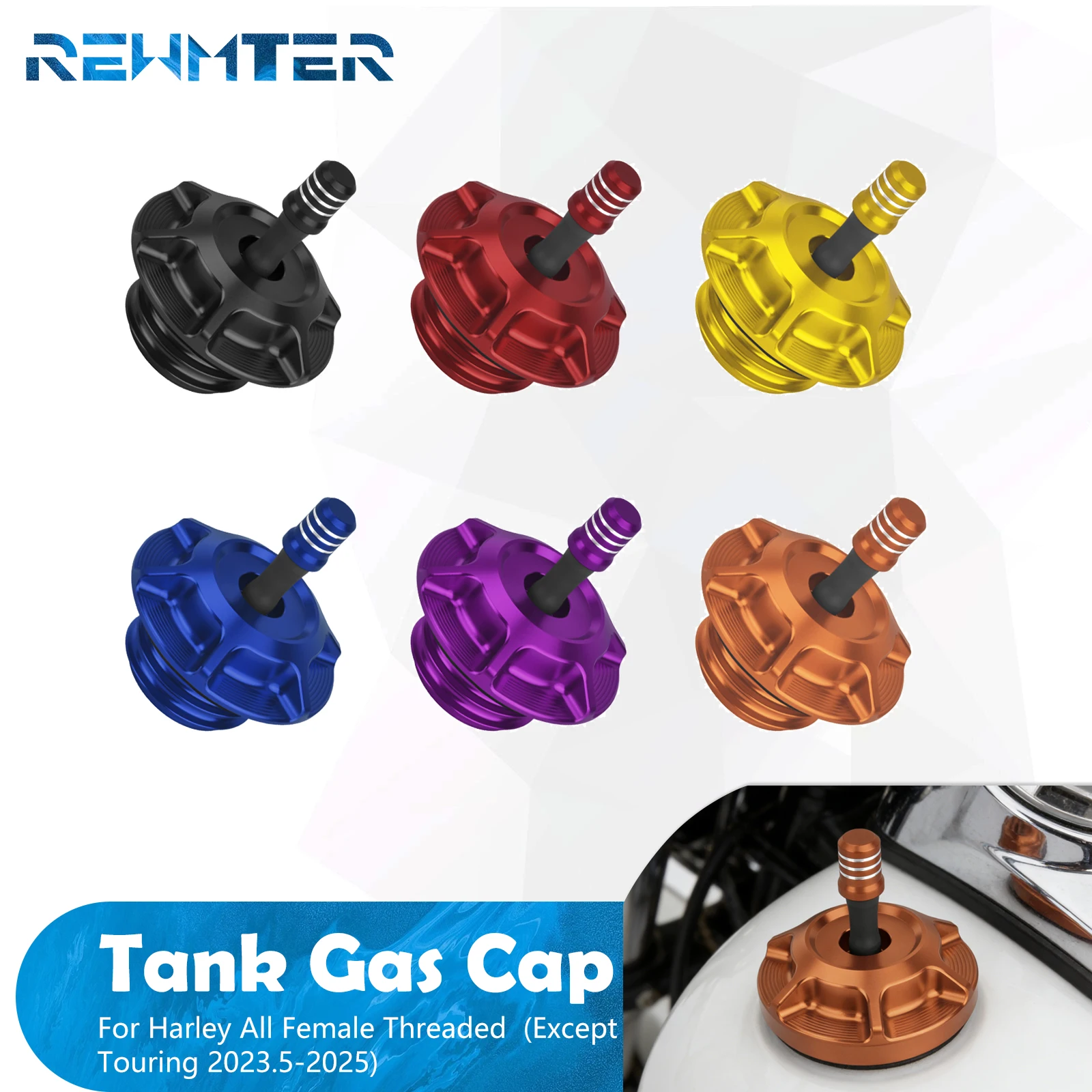 Motorcycle Tank Gas Cap Aluminum Oil Fuel Tanks Cover Universal For Harley All Female Threaded Model Except Touring 2023.5-2025