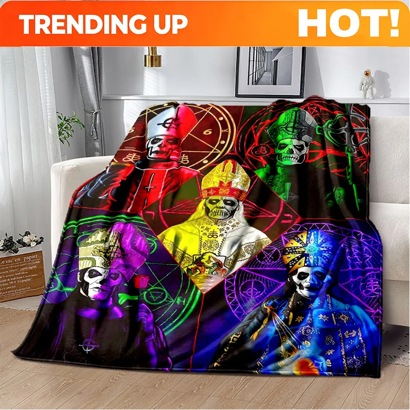 Manta de Felpa Suave Personalizada con Diseño de la Banda Ghost B.C. Papa Emeritus, Estilo 2025, para Sala de Estar o Dormitorio