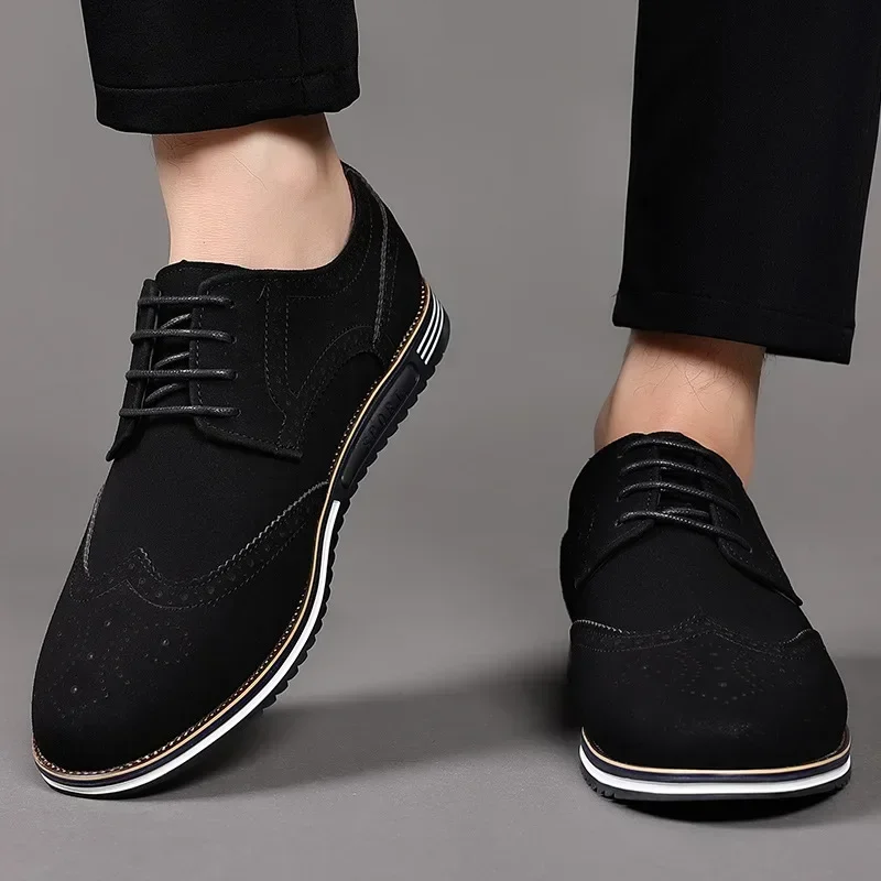 Men Faux Suede Shoe Lace Up Black Oxford Shoe for Men Flat New Fashion Sneaker Man Autumn Breathable Comfortable Casual Men Shoe image 2