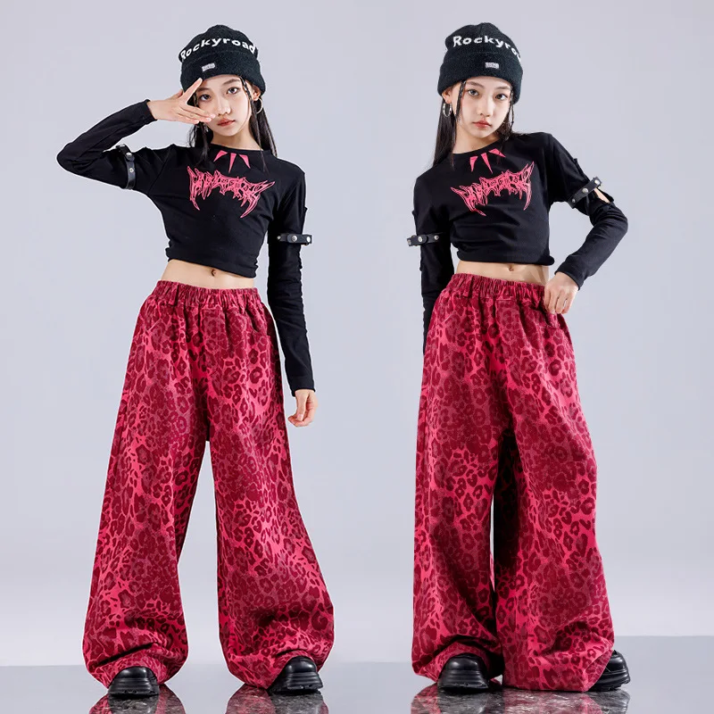 

2024 New Children's Jazz Hip Hop Dance Costumes Streetwear Girls Black Crop Top Cargo Pants Suit Kids K-pop Clothes Sets