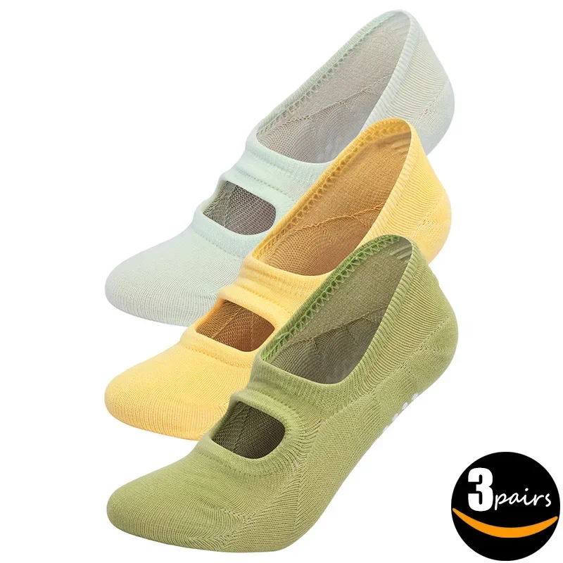 

3 Pair Suit Backless Anti Slip Yoga Socks for Women Professional Pilates Ballet Dance Fitness Sports Socks Indoor Floor Sock