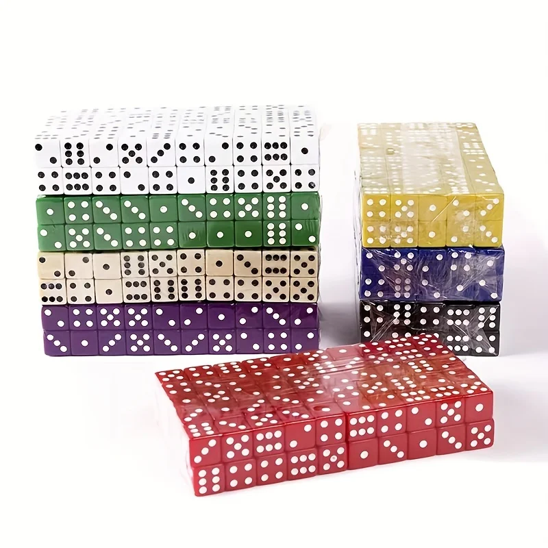 100 Pieces, 50 Pieces, 10 Pieces, A Set Of Acrylic Dice 0.62-inch Game Dice,  Math Games -10 Colors，Free Velvet Storage Bag