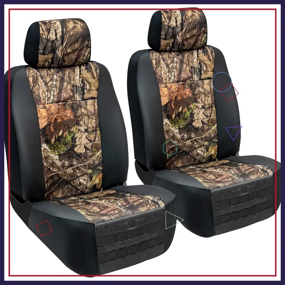 

Heavy Duty Mossy Oak Seat Covers for Trucks & SUVs, Semi-Custom Fit with Storage Pockets & Organizer, 2-Piece Set