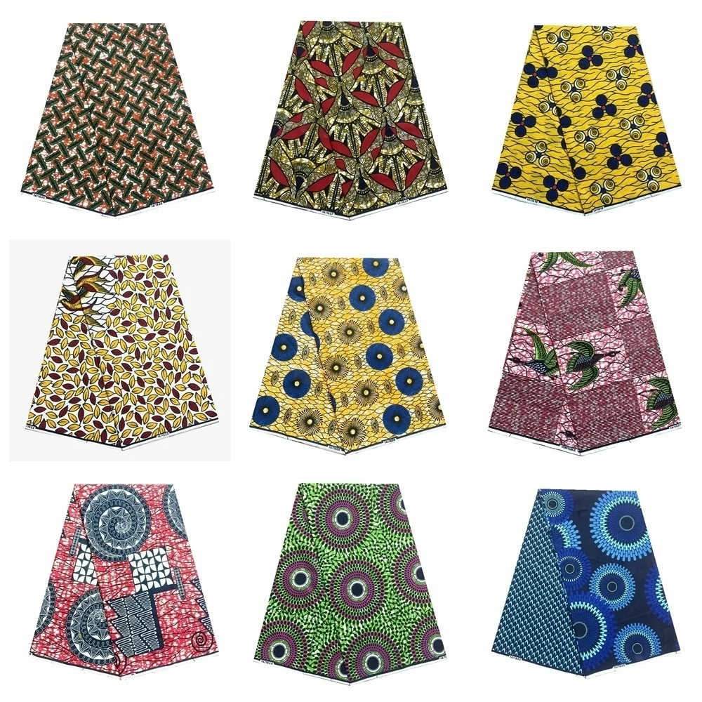 New Print African Wax Fabric Cotton Real Kenet Nigerian Rapper Ankara Batik Sewing Material 6Yards African Wax Print Cotton