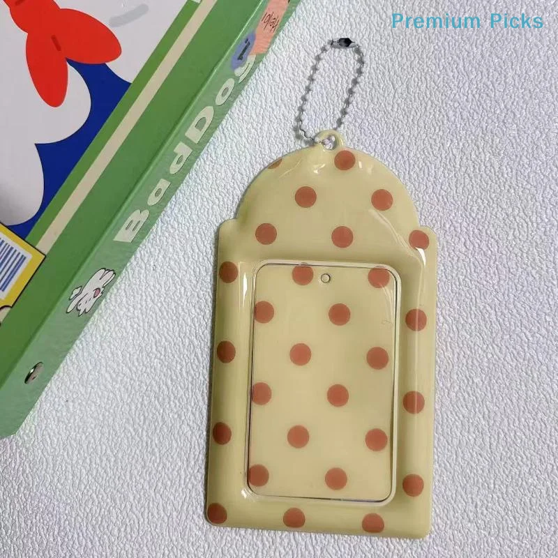 portableCute Polka Dot Soft PVC Card Holder 3 Inch Clear Photocard Sleeve for Kpop Idol Photo Protection Pocket Size